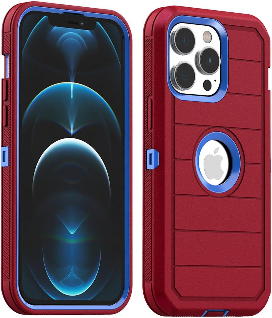 AICase for iPhone 12/iPhone 12 Pro Case,Heavy Duty Drop Protection Full Body Rugged Shockproof Military Protective Tough Durable Cover for iPhone 12/iPhone 12 Pro 6.1"_2 (Hot Red/Blue)