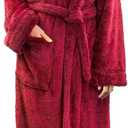 PAVILIA Premium Womens Plush Soft Robe Fluffy, Warm, Fleece Sherpa Shaggy Bathrobe (Small-Medium, Wine)