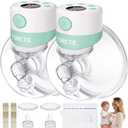 TSRETE Double Wearable Breast Pump, Electric Hands-Free Breast Pumps with 2 Modes, 9 Levels, LCD Display, Memory Function Rechargeable with Massage and Pumping Mode 24mm Flange-Green