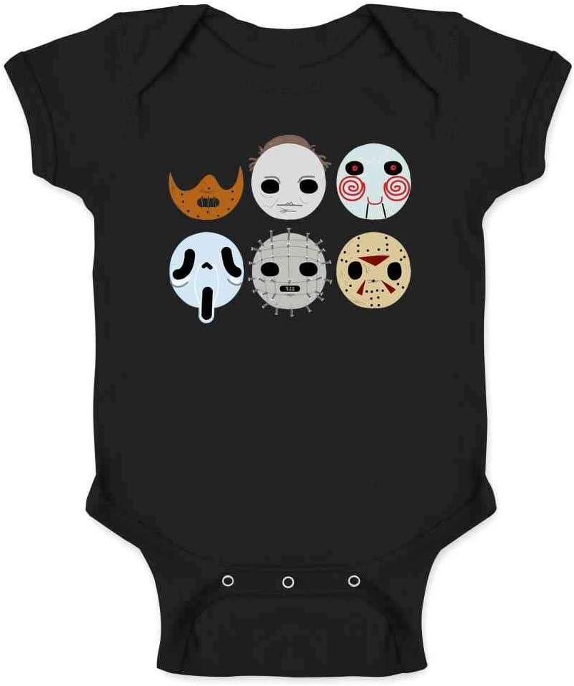 Pop Threads Horror Masks Monster Scary Movie Halloween Spooky Infant Baby Boy Girl Bodysuit (6 Months)