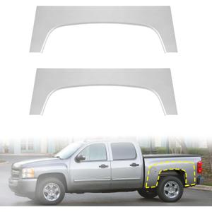 2PCS Wheel Arch Repair Panel Compatible with 2007-2014 Chevy Chevrolet Silverado 1500 2500HD 3500HD Truck Bed Rear Upper Wheel Arch Patch Quarter Panels Replacement Driver & Passenger Side (Silver)