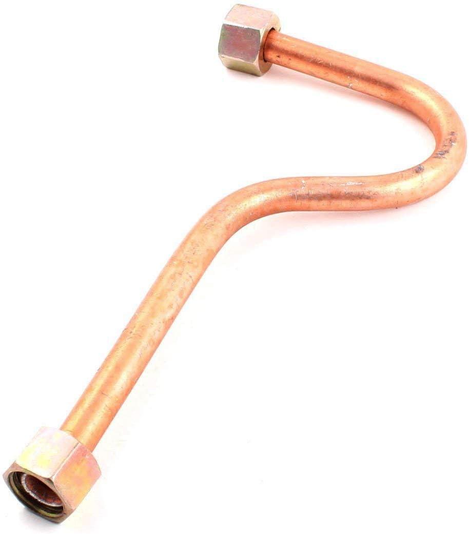 Aluminum Alloy Air Compressor Exhaust Tube Replacement Copper Tone, 15mm/0.6" Hex Nut Threaded Diameter, 240mm/9.45" Length with Hex Nut