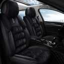 AOOG Fuzzy Car Seat Covers, Heated Bench Back Cushion Protector for Cars SUV Trucks(Front Pair,Black)
