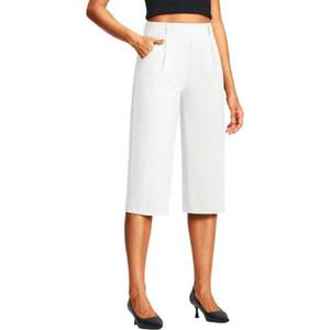 ISEEGZ 18'' Capri Pants for Women Pull On Women's Capris Stretch Summer Work Business Casual with Pockets Relaxed Fit XL