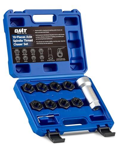 Orion Motor Tech 10pc Axle Spindle Threading Set, Axle Thread Repair Kit with 8 Dies 1-1/16" Extension Bar, Axle Nut Rethreader with M20 M22 M24 & 13/16" 3/4" UNEF Nuts, Rethreading Tool Kit with Case