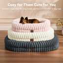 Dog Bed Medium Sized Dog - Luxury Striped Faux Fur Waterproof Pet Couch with Removable Washable Cover, Orthopedic Pet Bed with Bolster Sides for Sleeping, Dark Grey (M(30*24*7))