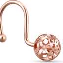 CHICTIE Rose Gold Shower Curtain Hooks Rings,Set of 12 Decorative Shower Curtain Hooks,Metal Rustproof Shower Rings for Bathroom