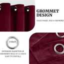 Yakamok Velvet Red Curtains 96 Inches Long for Living Room Light Blocking Thermal Curtain Soft Luxury Window Drapes Xmas Darkening Decor Grommet Curtains for Bedroom Set of 2 Panels (W40xL96,Wine Red)