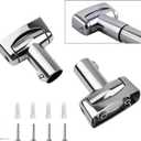 Shower Curtain Rod Bracket, 2Pcs Zinc Alloy Shower Curtain Rod Single Swivel Flange Easy Installation Heavy Duty Curtain Rod Wall-Mount 180 Rotation Bracket with Screws