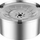 VANNON 3L/101oz Dog Water Bowl No Spill Stainless Steel Pet Water Dispenser Large Capacity Dog Food Water Bowl No Splash Slow Water Feeder for Medium Large Dogs, Non-Slip, Grey Plastic Floating Disk