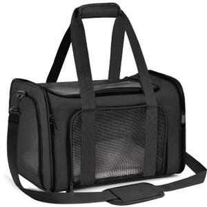 Transport Bag for Cats, Dogs, Foldable Carry Box for Medium Small Pets on Plane, Transport Box for Pets, 15 lbs Cats Dogs Carry Box (Black, Medium)