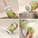Organic Seed Sprouting Jar Kit 2 32 oz Wide-Mouth Mason Jars with Stainless-Steel Sprouter Lids & Stand, Blackout Sleeves, Drain Tray Grow Broccoli, Alfalfa & Bean Microgreens
