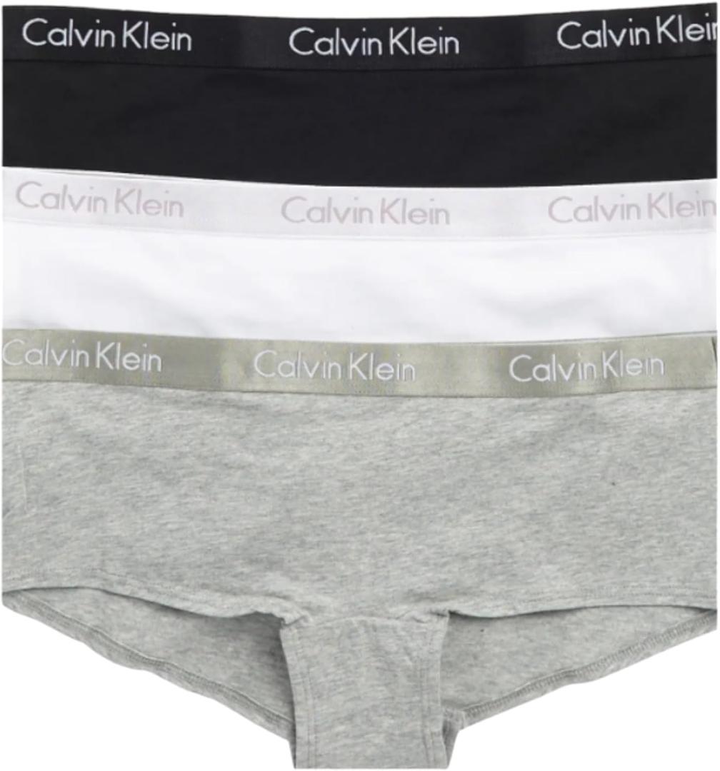 Calvin Klein Women's Motive Cotton Boyshorts 3 Pack (X-Large, Black/White/Grey Heather)