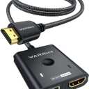 HDMI Switch 2 in 1 Out 4K@60Hz, WARRKY [3.3ft Fixed Braided HDMI Cable, Aluminum Case, HDCP 2.2] Bidirectional 2x1 Switcher (Not Splitter) Compatible for PS5/4, Nintendo Switch, FireStick Black