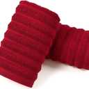 Jacquotha Red Hand Towels for Bathroom Ribbed - Set of 2, Decorative Cotton Textured Towels, 13x29 Inches, Red
