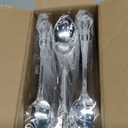 75PCS Silver Plastic Spoons - Silver Spoons Disposable - 8.1 Inch Heavy Duty Plastic Silverware - Heavyweight Elegant Disposable Utensils for Catering, Parties, Dinners, Weddings