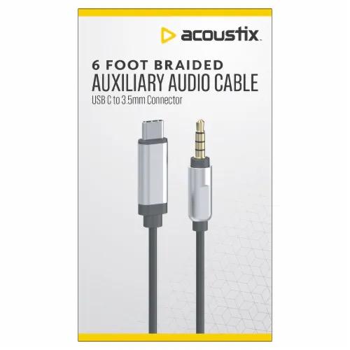 Acoustix™ Auxiliary Braided Audio Cable, 6 ft 