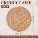 30 PCS Round Bulrush Woven Placemats 12 Inch Boho Rattan Chargers for Dinner Plates Natural Hand Weave Table Mats Rustic Wicker Braided for Farmhouse Home Wedding Party Outdoor Christmas Decor