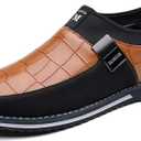 Men's Casual Dress Oxford Shoes Business Office Loafers Leather Fashion Dress Sneakers Comfort Walking Driving Shoes (7, Orange)
