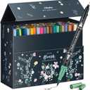 Ohuhu Markers for Adult Coloring Books No bleeding 160 Colors Coloring Markers Water-based Dual Tips Fineliner & Brush Drawing Pens Art Pens for Kids Adults Sketch Journal - Maui - Black