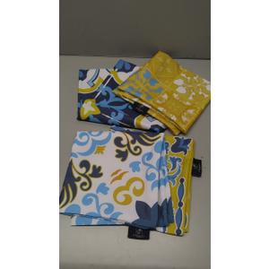 Phantoscope Set of 4 Outdoor Waterproof Throw Decorative Pillow Cover Geometric Boho Farmhouse Outdoor Pillows Cushion Case for Patio Furnitures Tent Sunbrella, Blue and Yellow 17x17 Inches