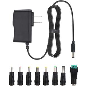 6V 2A AC/DC Adapter, Wall Charger, DC Power Supply for 6 Volt 2A 1500mA 1000mA 800mA 700mA 600mA 500mA 300mA 100mA~2000mA Equipment with 8 Interchangeable DC Plug