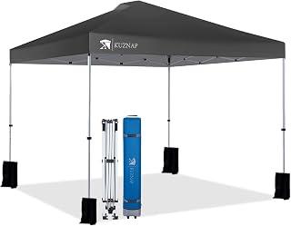 10x10 Pop up Canopy Tent Patented EZ Set up Instant Outdoor Canopy with Wheeled Carry Bag Bonus 4 Weight Sandbags, 8 Stakes and 4 Ropes Grey, 10x10 without Sidewall