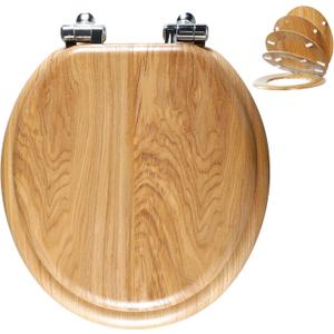 Angol Shiold Toilet Seat ROUND Natural Molded Wood 16.5"