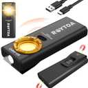 ROYTOA Pocket Flashlight Rechargeable Work Light EDC Slim Flat Flashlight 1200 Lumens with Magnetic Base&Back, Proximity Sensor, Clip for Pocket, IPX7, Dual Light Source, USB-C Port (Medium)