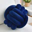 Decorative Throw Knot Pillow Ball for Home Chair Sofa Couch Bed Aesthetic Round Velvet Knotted Pillow Cushion (Navy Blue, 8 inches) (Small - 8 inches)