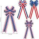WILLBOND 4th of July Patriotic Wreath Bows, Red White Blue Star Stripe American Flag Bows, Independence Day Memorial Day Patriotic Decorations for Indoor Outdoor Wreath Porch Home Party Decor(6 Pcs)