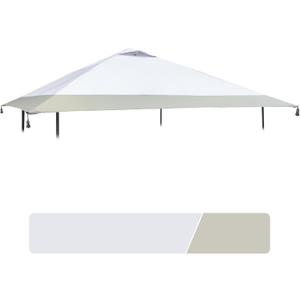 13x13 Canopy Replacement Top with Air Vent Fit for Coleman Oasis 1606532 2156426 2156428, 300D Oxford Waterproof Silver Coated Pop Up Canopy Tent Cover for Outdoor (Replacement Top Only) (Silvery White+light beige)