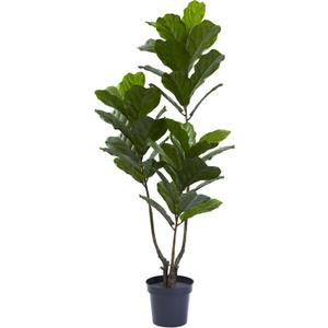 Nearly Natural 65IN Tall Artificial Fiddle Leaf Fig Tree Indoor/Outdoor Home Dcor, Fake Tree with Black Nursery Planter, Faux Fiddle Leaf Fig Tree for Patio or Porch, UV Resistant