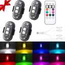 4PCS Wireless LED Strobe Lights with Remote Control,8 Colors USB Charing Waterproof Anti-Collision Warning Lights,High Brightness Wireless LED Lights for Car Drone Truck Motorcycle Aircraft Bike
