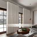 Extra Wide 70 Inch Blackout Curtains 96 Inches Long for Living Room, Rustic Boho Room Darkening Textured Linen Pleated Dining Room Office Insulated Ceiling Track Window Drapes 70"W x 96"L 2 Panels