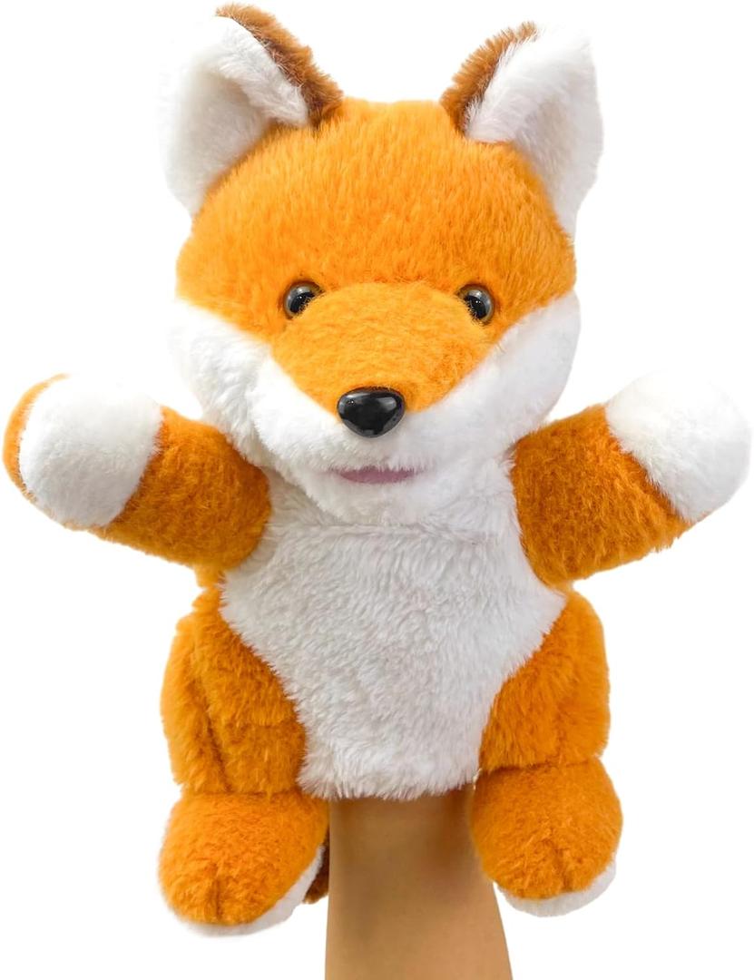 Hand Puppe ts Fox Puppets,9"Realistic Stuffed Animal Puppe ts for Toddlers Cute Fox Stuffed Pupp ets for Kids with Movable Mouth,Fox Animal Ha nd Puppets for Adults Hand Puppets for Toddlers