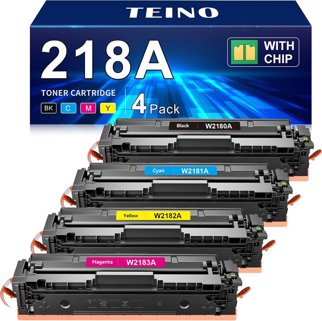 218A Toner Cartridges 4 Pack (with Chip) Compatible Replacement for HP 218A 218X for HP Color LaserJet Pro MFP 3301fdw 3301cdw 3301sdw Pro 3201dw Printer High Yield Ink W2180A W2180X (B/C/Y/M)
