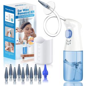 Ear Wax Removal, Ear Cleaner, Ear Wax Removal Kit, FSA Eligible Items Only List, Manual Ear Irrigation Flushing System, Safe and Effective to Clean Ear Built Up Wax (Blue)