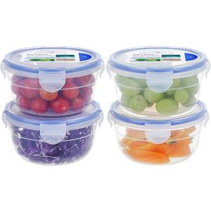KIGI 4 PACK 20oz Plastic Round Bowls with Lid Leakproof Food Storage Container Set Small Meal Prep Containers Bento Box (2.5 cup (8-Piece))