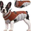 FUAMEY Dog Coat for Small Dogs, Waterproof Dog Winter Jacket with Harness Built in Puppy Cold Weather Coats Reflective Pet Vest with Zipper Warm Fleece Dogs Snowsuit Windproof Brown, Size: Small