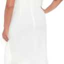 London Times Women's Sleeveless V-Neck Dress for Women with Cascade Ruffle Detail | Cocktail Dresses for Women (White, XL)