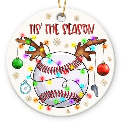 Baseball Christmas Ornaments 2026 - Idea Gifts for Baseball Lovers, Players, Teams, Friends - Tis The Season with Sports Ornaments for Christmas Tree Decorations - Xmas Tree Hanging Decor, Pack Of 2