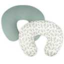 Nursing Pillow Cover - 2-Pack Muslin Cotton Removable Covers for Breastfeeding Pillows, Ultra-Soft Baby Feeding Pillowcase for Boy & Girl, Fits 22.5"x18" Pillows (Green Leaf & Sage Green)