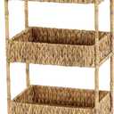3-Tier Water Hyacinth Rolling Cart, Nursery Cart with Wheels