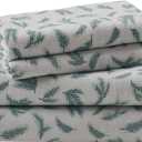 Woolrich Cotton Sheet Set Cottage Charms Print, 100% Cotton Flannel Sheets Warm & Fuzzy Bedding Set King Size Sheets, Fitted Pocket Fits Up to 14" Mattress, King Pine Branches, 4 Piece