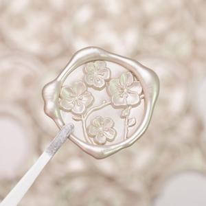 Handmade 3D Floral Wax Seal Stickers, 50 Pcs Champagne Self-Adhesive Wax Seals for Invitations, Envelopes, Wedding Cards, Gift Wrapping & Craft Projects  Hand-Pressed Embossed Flower Design
