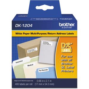 Brother Genuine DK-1204 Multipurpose Paper Label Roll, Die-Cut Paper Labels, Engineered for Excellence, 400 Labels Per Roll