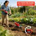 Cordless Tiller Cultivator, 360PRM Electric Garden Tiller, with 2X4.0Ah Batteries & LCD Display, 48 Steel Tines, 9" Tilling Width, 6.6" Depth, Battery Powered Rotary Tiller Lawn/Soil Cultivation