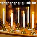 Enhon 6 Pack Plug in Electric Window Candles with Connectable Plug and Suction Cups, 110V Electric Flameless Candle with On/Off Switch, Christmas Candle for Holiday Window Decor
