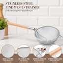 2 Pcs 11-3/4'' Heavy Duty Double Mesh Strainer with Wood Handle